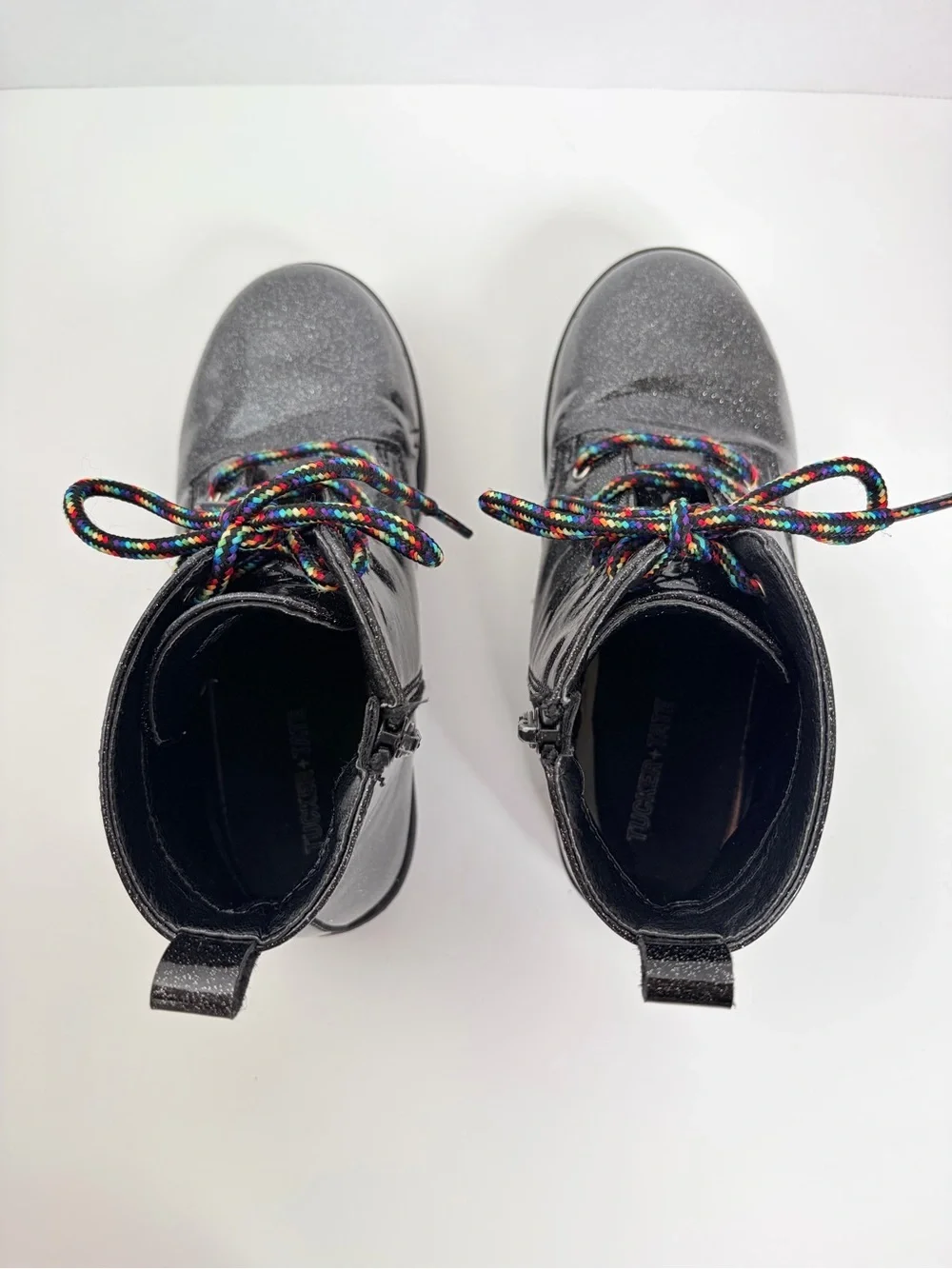 Tucker And Tate Combat Boots Kenna Glitter Shoes Rainbow Lug Sole Black Size 13